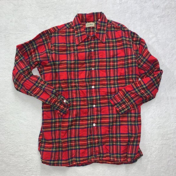 VTG LL Bean Shirt Womens Large (Long) Red Plaid Flannel Cozy Autumn Lumberjack - Picture 1 of 7